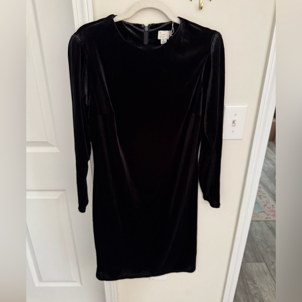 A new day black velvet short dress